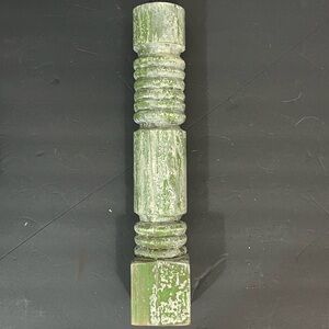 Artisan salvage hand painted wood tall candle holder farmhouse cottage